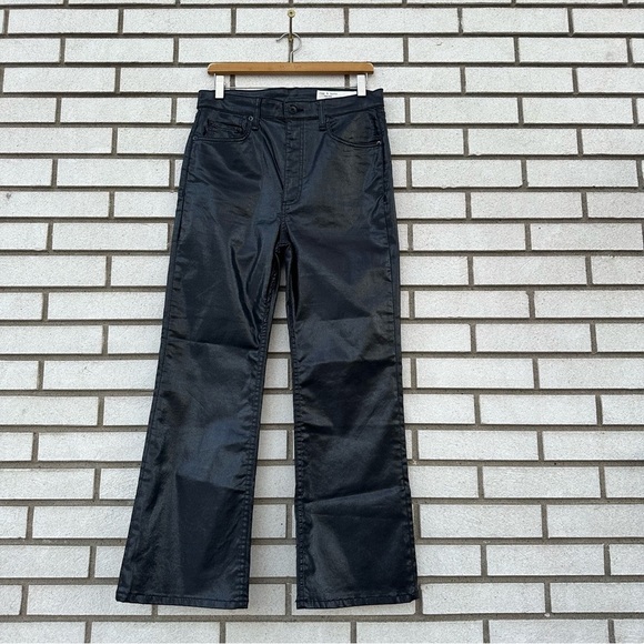 Rag & Bone Casey Coated High Rise Ankle Flare Black Jeans Size 30 Indie Sleaze - Picture 7 of 16